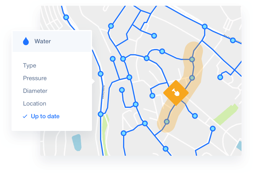 Dashboard view of our Waterfield software showing the network and valves